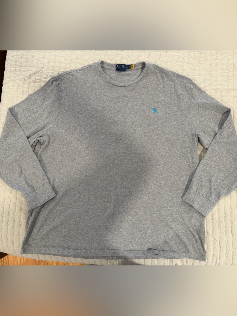 Polo Ralph Lauren Classic Fit Gray Big Pony Long Sleeve Shirt Men’s XL